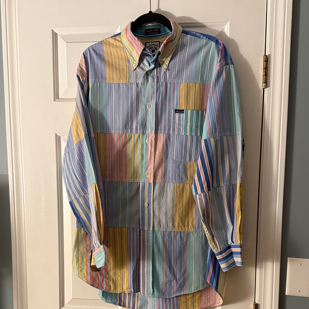 Faconnable Pastel Patchwork Striped Shirt